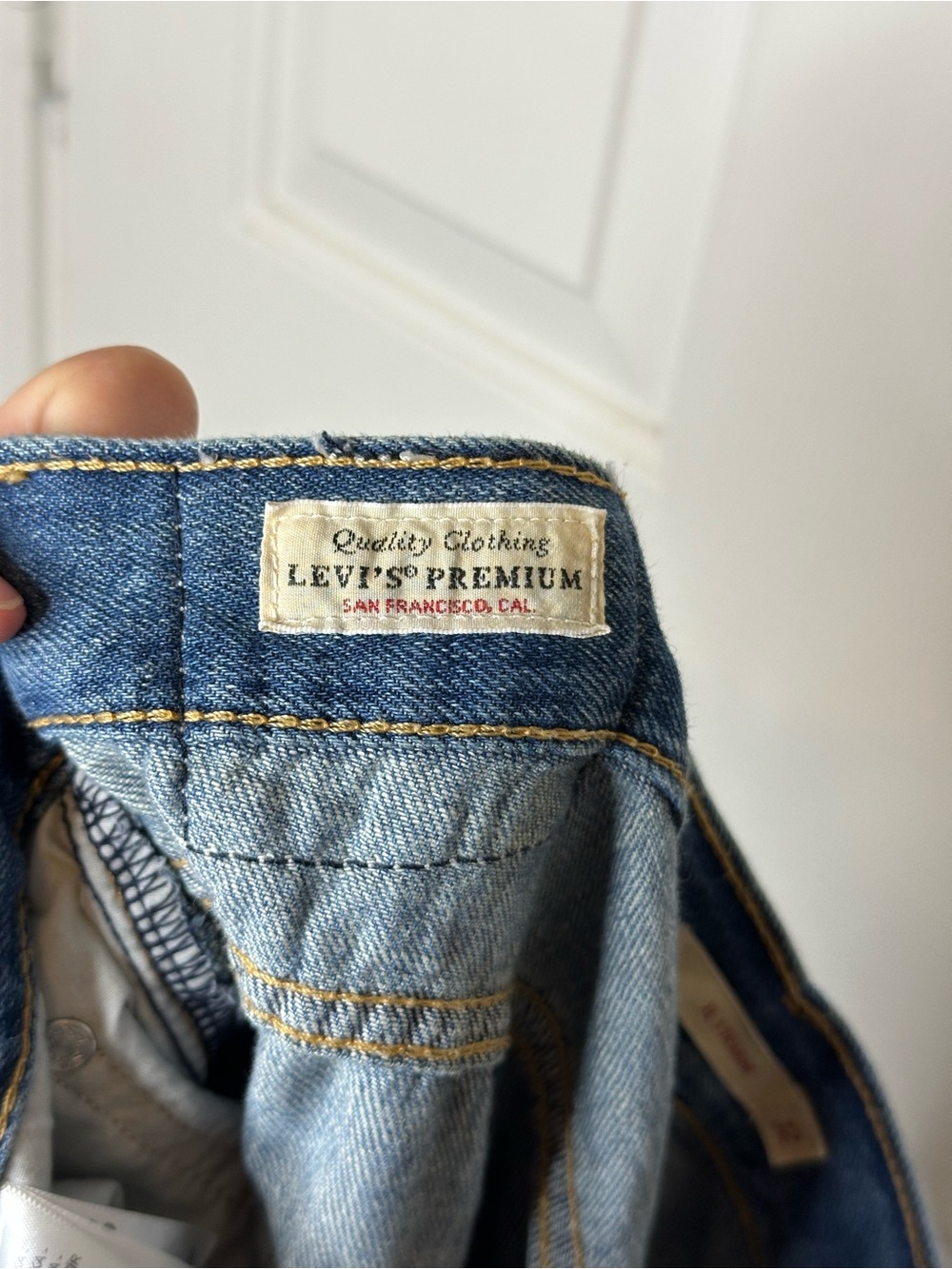 Levi's Premium Mid Blue Linen Blend XL Straight Loose Fit Jeans Sz 32 Indie Boho - Picture 8 of 9